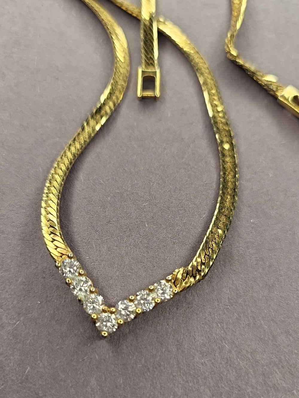 Gold V-Front Crystal Necklace - Women Jewelry